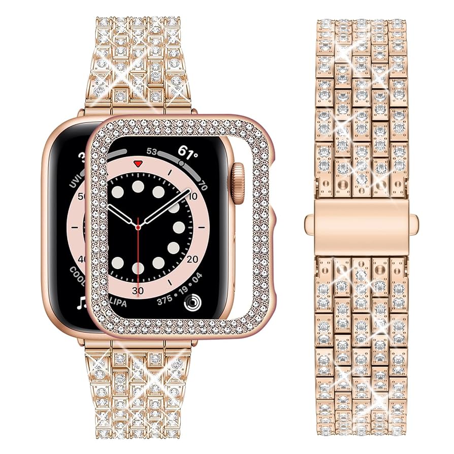 FR⭐︎Apple Watchキラキラカバーケースアップルウォッチステンレスバンド カバー付き】apple watch バンド キラキラ アップル ウォッチ